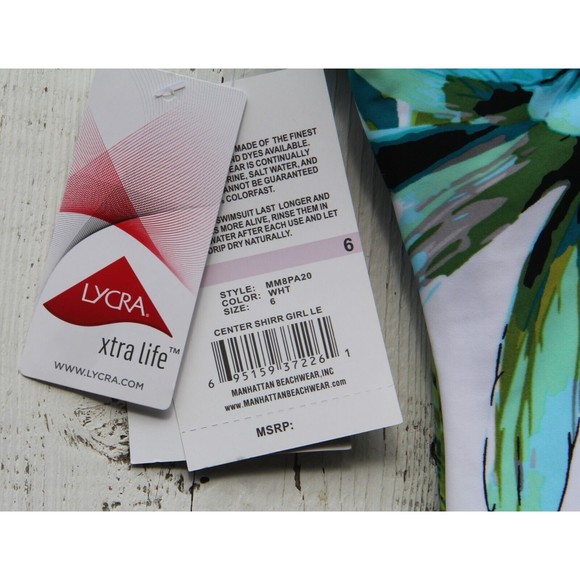 Maxine of Hollywood Green/Blue Palm Beach Leaves One-Piece Swimsuit Women S 6 - Picture 7 of 7